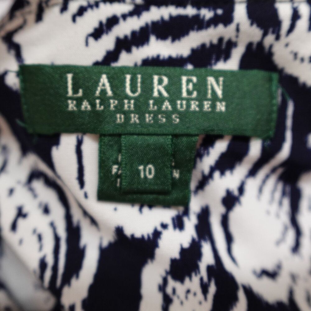 Lauren Ralph Lauren Dress Women’s Size 10 Ruched Navy White Floral Formal Spring - Picture 3 of 16